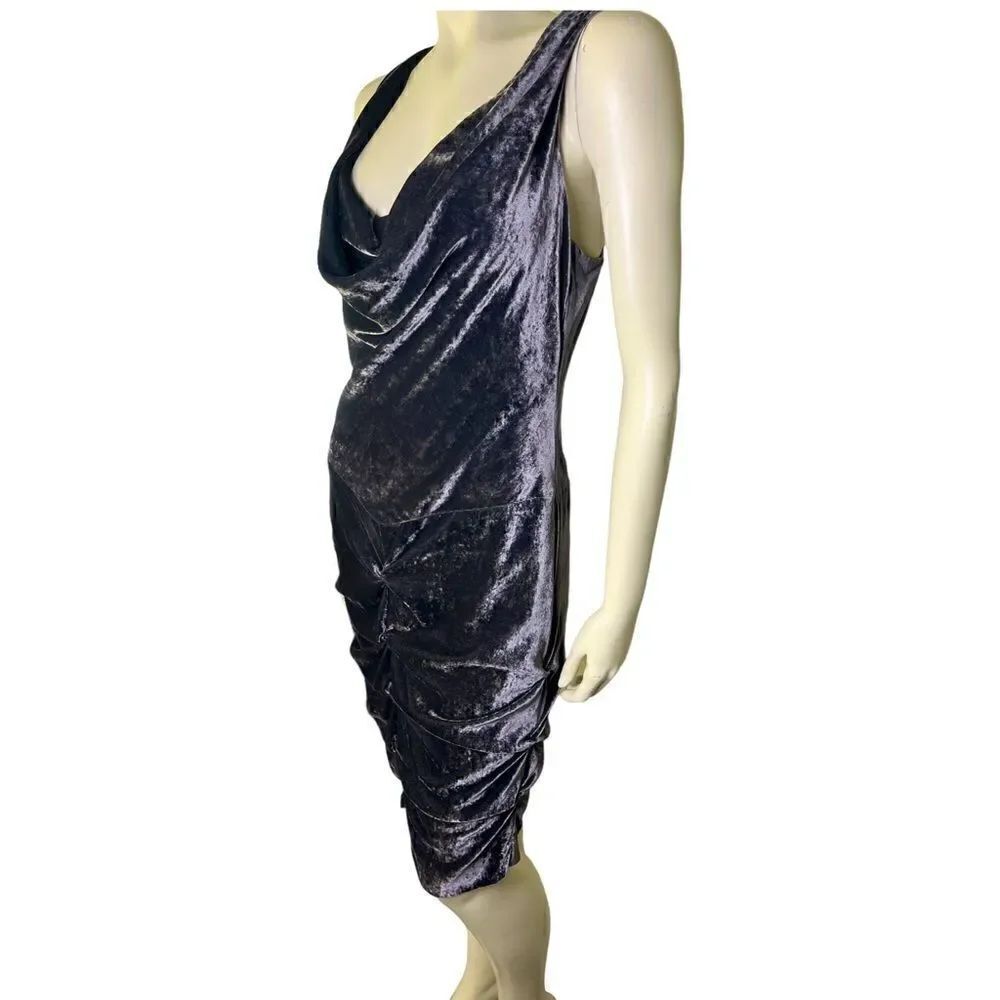 Nicole Miller Like New Sleeveless Sheath Cowl Neckline Size 8 in Velour PERFECT!